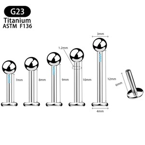 Clous en titane G23 ASTM F136 de 7 mm, 8 mm, 9 mm, 10 mm, 12 mm pour piercing des lèvres, des oreilles et du nez - Product Image 1