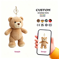 Porte-clés en peluche ours brun personnalisé, fabriqué en coton pur, fourni directement par l'usine, porte-clés en peluche personnalisé