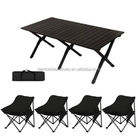 Table de camping pliable de 4 pieds, table de camping portable à enrouler avec sac de transport, table pliable légère en aluminium pour le camping en plein air