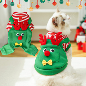 Ropa navideña original para perros, abrigos y chaquetas de poliéster con diseño de renos clásicos con estampado de invierno ecológico en stock - Product Image 3