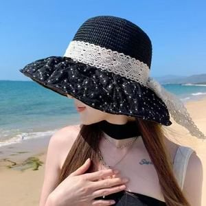 Lace Bow Sun <b>Hat</b> Daisy Flower <b>Straw</b> Bucket <b>Hat</b> Breathable Anti Uv Protection For Women Summer Beach Outdoors - Product Image 3