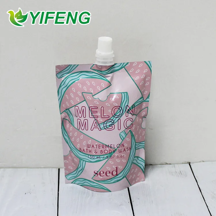 Reusable liquid shampoo aluminum foil packing sachet printing / Custom aluminum foil spout pouch for liquid shampoo