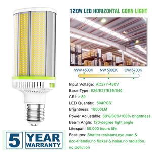 Bombilla LED de Maíz de 120W con Montaje Horizontal y Base E39 para Iluminación de Calles y Áreas, Luminaria para Almacenes, Talleres, Garajes y Gimnasios - Product Image 2