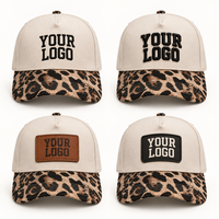 Casquettes de baseball brodées personnalisées, visière imprimée léopard, en coton, ajustables, avec fermeture snapback, pour femmes et hommes, protection solaire, vente en gros