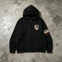 Hoodie Zip Up Bordir Sun Faded Heavyweight Gaya Klasik Streetwear Pria Atasan Kasual Pakaian Merek Fashion Grosir