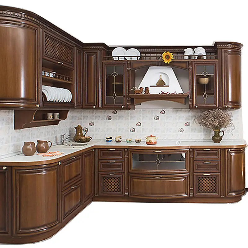 Armadio da cucina in legno massello di acero ciliegio design semplice modulare personalizzato ad alta tecnica 3D personalizzato