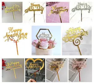 Anniversary Party Acrylic Cake Topper Happy Anniversary Cake Topper Various Design To Choose