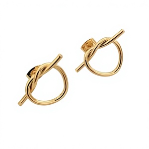 18K Gold Plated Handmade Antique Cute <b>Knot</b> Drop <b>Earrings</b> for Women Judaism Inspired Gift Jewelry - Product Image 1