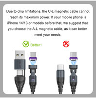 Kabel Data USB-C 240W Super Fast Charging Dual-to-Triple Right-Angle Magnetic Braided Jacket Weaving Material 5A PD 100W
