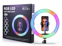 MJ33 Anneau lumineux LED RGB de 13 pouces pour studio photo et vidéo, avec trépied et télécommande