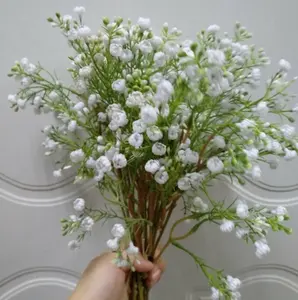 FCR1026 5 शाखाओं सफेद कृत्रिम फूल बच्चे सांस बंडलों शादी के लिए