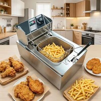 Friteuse à poulet - Appareil de cuisine compact argenté - Ustensile de cuisson - Four commercial - Friteuse numérique intelligente