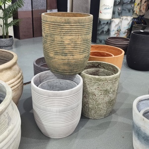 Grande jardinière intérieure et extérieure en fibre de verre, grands pots de fleurs de jardin, pots de plantes artificielles - Product Image 3