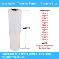 Papier de transfert par sublimation 29gsm-100gsm pour vêtements et textiles, pâte vierge de haute qualité en rouleau, largeur personnalisable.