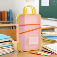 Organizador de Archivos con Malla Degradada en Forma de L, Carpeta de Documentos A4, Bolsa de Archivo Portátil con Asa