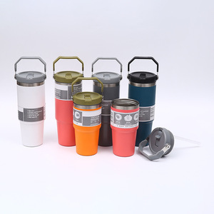2025 Hot Sale Custom Logo 24oz <b>Double</b> <b>Wall</b> Matte Plastic Party Tumbler with Handle Lid BPA Free Eco-Friendly Insulated - Product Image 2