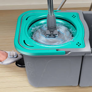 Práctico juego de cubo de <span class=keywords><strong>fregona</strong></span> giratoria separada con mango de acero telescópico plegable para limpieza - Product Image 5