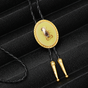 Dasi <span class=keywords><strong>Bolo</strong></span> kulit coklat hitam asli dasi Bola barat batu permata warna-warni kristal pria kalung dasi - Product Image 5