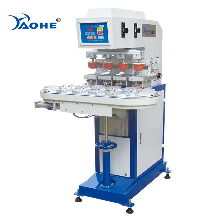 4 Color Ink Cup Semi Automatic Pad Printer Printing Machine with Conveyor for Bottle Cap/USB/PCB/Phone Case