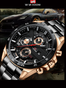 Montre à quartz multifonctionnelle pour homme, montre chronographe en acier inoxydable pour homme - Product Image 6