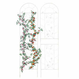 Lot de 2 treillis de jardin en métal blanc crème 71\" x 19.7\" antirouille pour plantes grimpantes, support pour fleurs d'extérieur, clôture et portail - Product Image 1