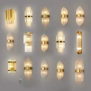 Dekor Lampen Leuchten Up Down Nordic Vanity Hotel Schlafzimmer Linear montiert Led Pack Badezimmer Kristall Wand leuchte Schwarz