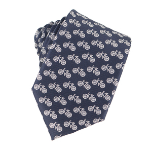 Cravatta Blu Navy con Motivo Teschio da Bici, Simpatica Cravatta in Poliestere con Simbolo Personalizzato per Uniforme da Lavoro - Product Image 2