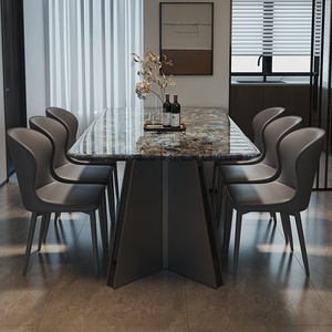 2024 New Quảng Đông Phật Sơn có thể truy cập sang trọng cao cấp bằng đá cẩm thạch Bàn Ăn Hiện đại đơn giản hình chữ nhật bàn ăn Glass Bảng điều chỉnh - Product Image 1