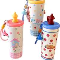 Nouvelle gourde isotherme portable 2026 au design attrayant pour le sport et le camping, avec motif animalier de dessin animé mignon et flotteur intégré