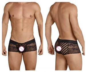 Calzoncillos bóxer <span class=keywords><strong>divertidos</strong></span> para hombre, estilo atrevido, de tela de encaje transparente, con cremallera roja. - Product Image 3