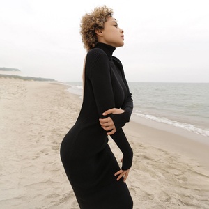 เดรสแฟชั่นผู้หญิงแขนยาวสไตล์ลำลองลายพิมพ์ฤดูใบไม้ร่วง ดีไซน์ใหม่ คอสูง เปิดหลัง ดีไซน์หวาน - Product Image 4