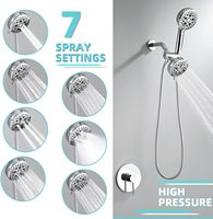 Système de douche moderne noir mat avec double pommeau, douchette à main, pommeau de douche pluie haute pression, fixation murale et flexible tuyau de douche 7
