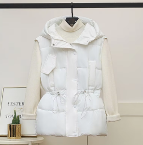 2024 invierno nueva versión coreana Chaleco de algodón grueso con capucha Chaleco de algodón suelto chaqueta cálida sin mangas OEM - Product Image 6