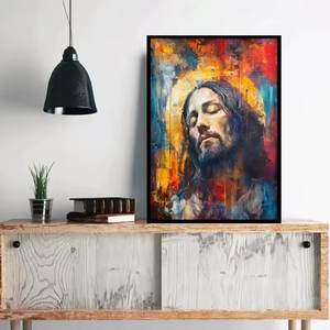 Abstracto cristiano religioso inspiración Art Deco Jesús retrato lienzo póster para sala de estar dormitorio decoración de pared del hogar arte - Product Image 3