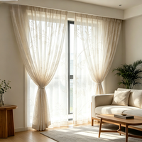 Rideau semi-transparent en jacquard à motif de feuilles naturelles, filtre de lumière douce, draperie de fenêtre sur mesure pour la décoration de la maison, de la villa, de l'hôtel, de la chambre d'hôtes