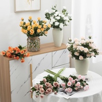 Rose artificielle en PU haut de gamme, faite à la main, réaliste, gaufrée, au toucher agréable et hydratant, pour la décoration de mariage, de la fête des Mères et de Noël