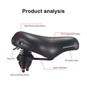 KEREACHY <span class=keywords><strong>Selle</strong></span> <span class=keywords><strong>de</strong></span> vélo électrique rétro marron épaissie, ultra-large, <span class=keywords><strong>avec</strong></span> double ressort et <span class=keywords><strong>amortisseur</strong></span>, pour vente en gros - Product Image 3