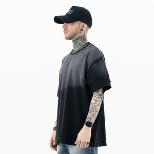 Camiseta de Manga Corta Vintage con Lavado Degradado Estilo Americano de Alta Calidad Personalizada 2024 para Hombre y Mujer - Product Image 5