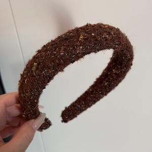 Bandeau en velours uni brun, style simple, rembourrage épais en mousse, large bandeau pour cheveux, accessoires pour cheveux féminins - Product Image 3