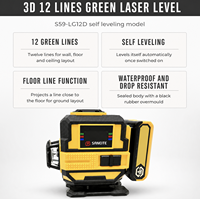 Niveau laser vert industriel S59-LG12D, 12 lignes, auto-nivelant, 360°, étanche, batterie au lithium pour la construction