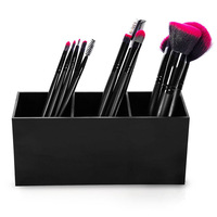 Organisateur de pinceaux de maquillage moderne et minimaliste en plastique JX avec compartiments pour crayons à sourcils, pinceaux à paupières, porte-stylos, rangement de bureau