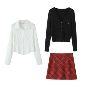แฮปปี้ พลัส วูล ลายสก๊อตเอ-ไลน์มินิสเกิร์ตเซ็ต N9101 ชุดพรีปปี้สำหรับผู้หญิงไซส์ใหญ่ สีแดง สีดำ สีขาว - Product Image 3