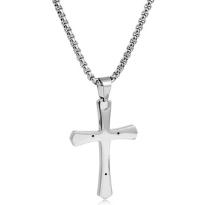 Stainless Steel <b>Cross</b> Pendant Necklace Unisex Punk Style Geometric Design Black Color 23042 - Product Image 5