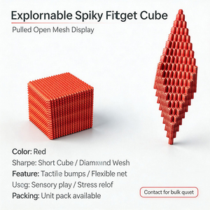 Cube anti-stress à picots imprimé en 3D, en plastique, pour soulager l'anxiété, stimulation des mains et des pieds, jouet sensoriel portable et silencieux - Product Image 5
