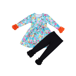 apretado negro glaseado pantalones Otoño de dos piezas niñas conjuntos de ropa para niños ropa chica vestidos de - Product Image 1