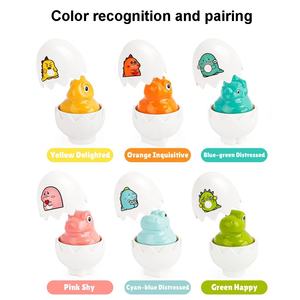 6 uds dinosaurio a juego huevos juguetes niño Montessori color y forma reconocimiento clasificación emparejamiento huevo juego educativo con chirrido - Product Image 3