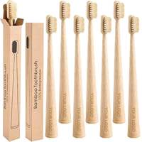 Sans Plastique Poils Sanglier Éco Logo Personnalisé Grossiste Bois Biodégradable Poil Naturel Brosse À Dents Bambou