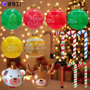 Bolas y bastones navideños inflables TANYOZHE para decoraciones navideñas al aire libre de 120 cm con diseño de Feliz Navidad - Product Image 1