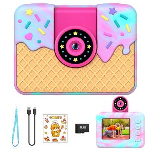 Appareil <span class=keywords><strong>photo</strong></span> numérique rose/bleu pour enfants, idéal pour les photos et vidéos autoportées, et pour regarder ou jouer au football et aux coupes du monde. - Product Image 1
