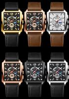 BINBOND B6575 6575 Reloj de Pulsera Masculino de Lujo, Marca de Moda, Correa de Cuero y Acero Inoxidable, Resistente al Agua